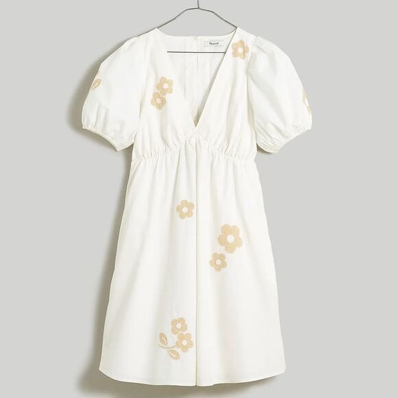 Madewell NWT Annamarie Mini Dress Size 00 Embroidered with Floral Appliqués - Picture 5 of 15